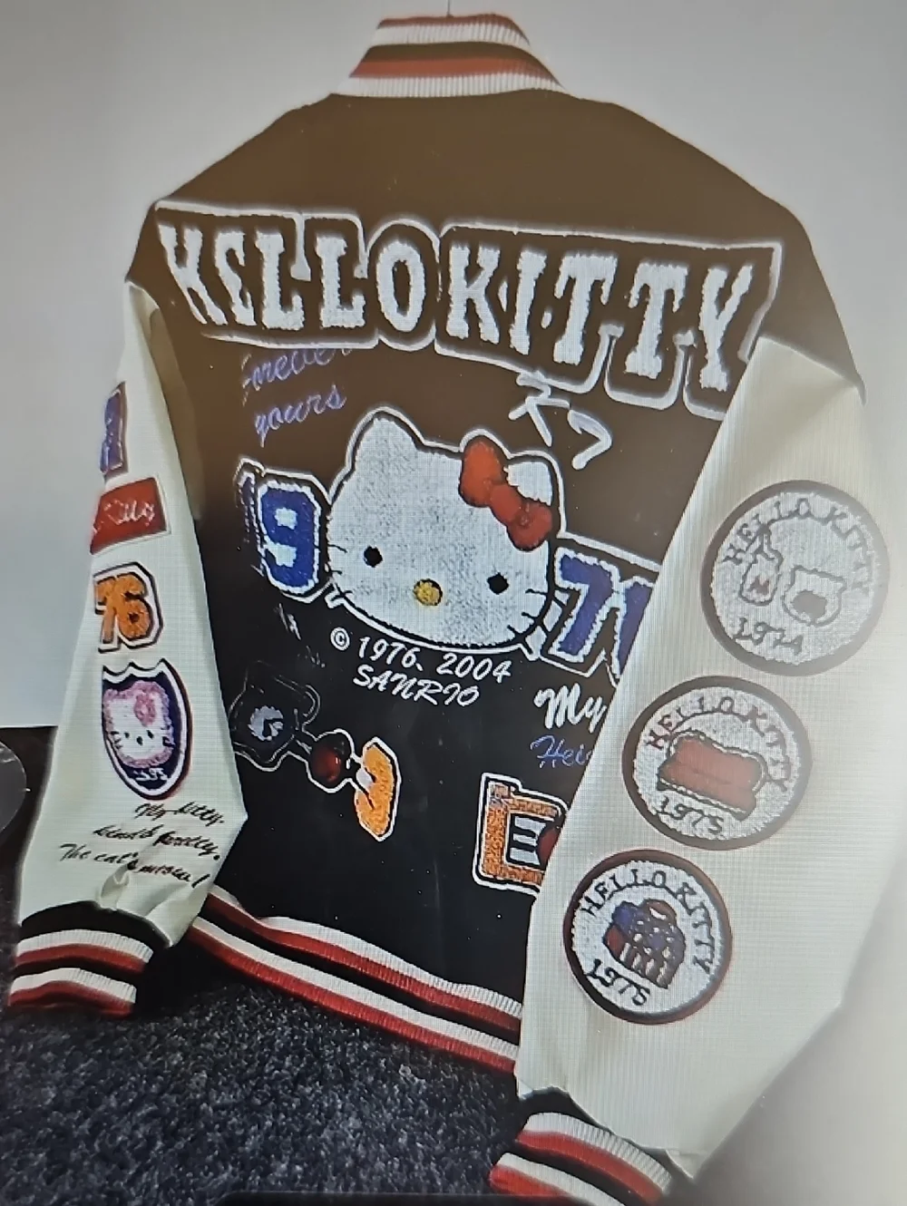 New Sanrio 2XL  Hello Kitty 1976-2005 Colorful Patchwork  Varsity Jacket - Picture 2 of 15